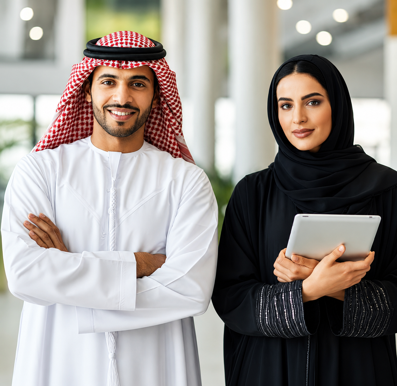 Emirati professionals in business attire